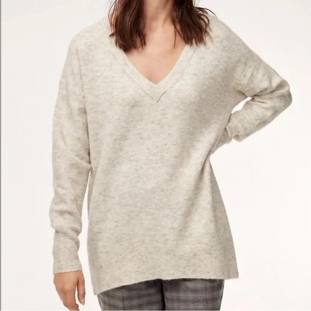 Aritzia The Group By Babaton Alicia Alpaca Wool Oversized V-Neck Sweater b8